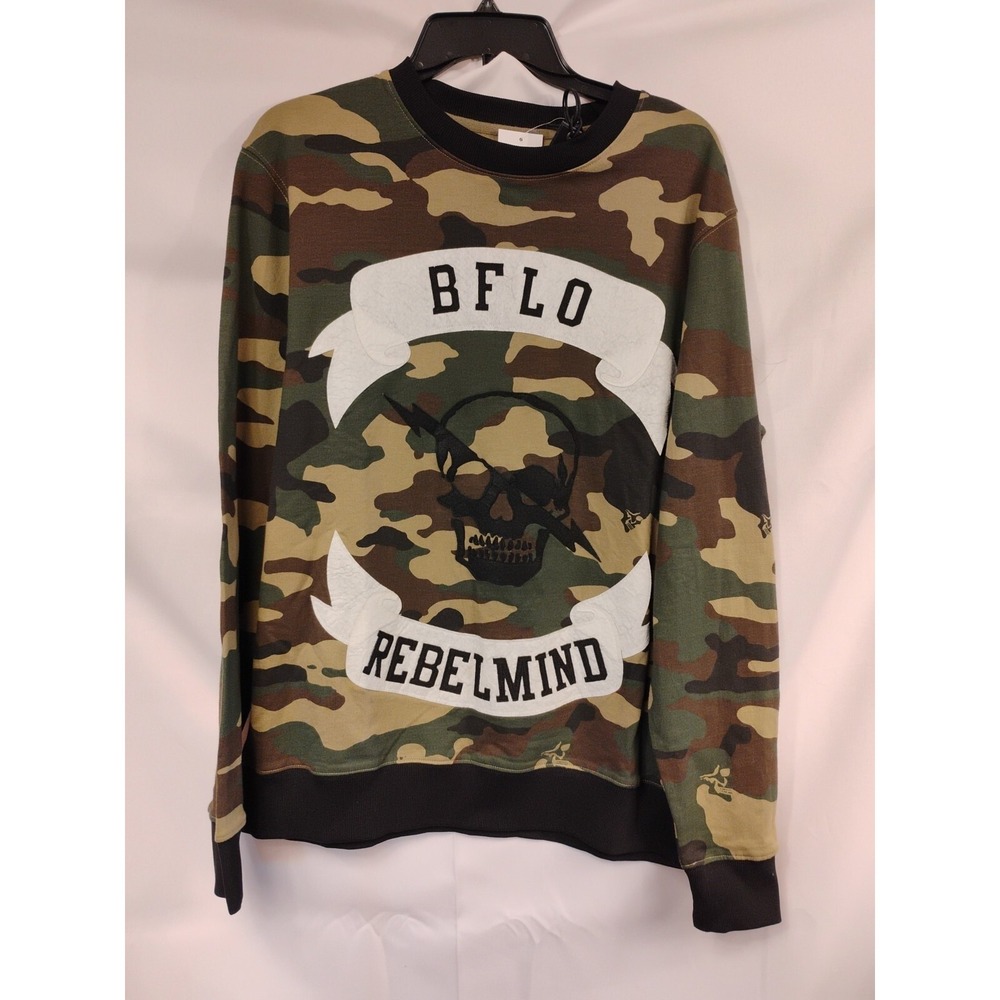NWT Buffalo BFLO David Bitton Camo Skull Rebel Mens SMALL Sweatshirt Shirt